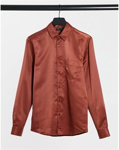 Рубашка классического кроя бронзового цвета из фактурного атласа Asos design