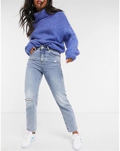 Синие джинсы в винтажном стиле с рваными коленями Cotton:on
