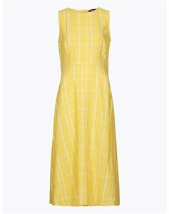 Льняное платье миди с плиссированной юбкой в клетку Marks Spencer Marks & spencer