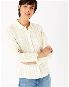 Рубашка в полоску из чистого льна с длинным рукавом Marks Spencer Marks & spencer