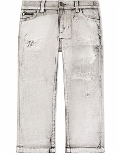 Прямые джинсы с эффектом потертости Dolce & gabbana kids