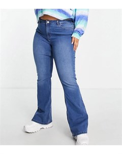 Расклешенные джинсы с завышенной талией голубого выбеленного оттенка Pieces Curve Pieces plus