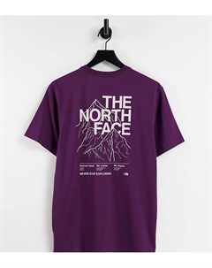 Бордовая футболка с контурным принтом Mountain эксклюзивно для ASOS The north face