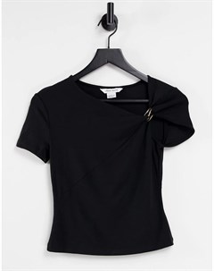 Черная асимметричная футболка в рубчик Urban revivo
