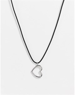 Серебристое ожерелье с подвеской в виде сердца Lulu Weekday