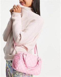 Ярко розовая стеганая сумка через плечо с сердечком Alice Skinnydip