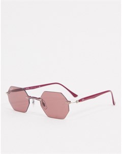 Узкие солнцезащитные очки без оправы с фиолетовыми шестиугольными линзами Ray-ban®