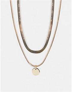 Золотистое ярусное ожерелье с подвеской в виде диска Asos design