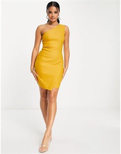 Желтое облегающее платье на одно плечо Vesper