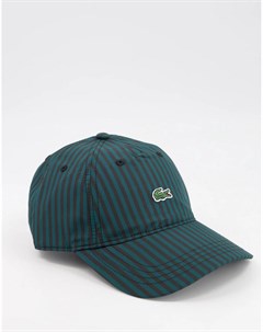 Вельветовая кепка с логотипом в черно зеленую полоску Lacoste