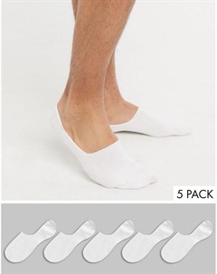 Набор из 5 пар белых невидимых носков Topman
