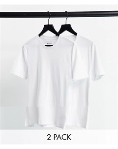 Набор из 2 облегающих футболок белого цвета с круглым вырезом New look