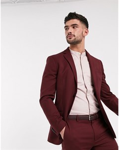 Бордовый однобортный пиджак зауженного кроя Topman