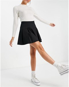 Плиссированная теннисная мини юбка черного цвета Lola may