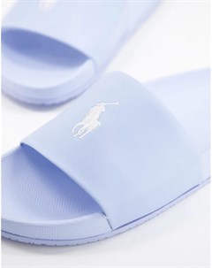 Голубые шлепанцы с логотипом в виде пони Polo ralph lauren