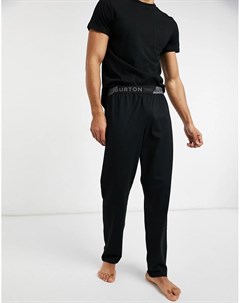 Комплект для дома из футболки с карманом и джоггеров черного цвета Burton menswear