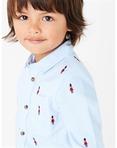 Детская хлопковая рубашка с принтом Солдатики Marks & spencer