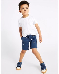 Хлопчатобумажные шорты с принтом Фламинго для мальчика Marks & spencer