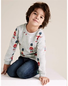 Хлопковый свитшот с рождественским принтом Солдатики Marks & spencer