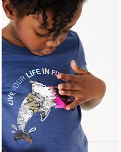 Хлопковая футболка с блестящим узором дельфин Marks & spencer