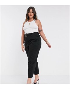 Черные широкие брюки со складками и поясом ASOS DESIGN Curve Asos curve