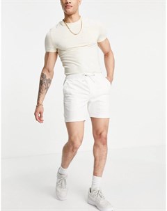 Белые джинсовые шорты с эластичным поясом Lyle & scott