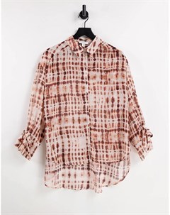 Рыжая прозрачная oversized рубашка с принтом тай дай Topshop