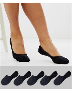 Набор из 5 пар черных невидимых носков с нескользящей лентой Asos design