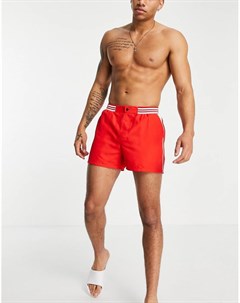 Красные короткие шорты для плавания с контрастным поясом Asos design