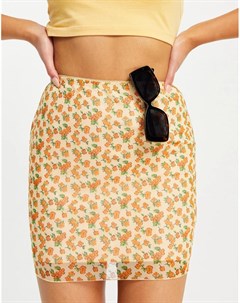 Мини юбка из сетчатого материала с летним цветочным принтом от комплекта Motel