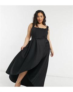 Эксклюзивное черное ассиметричное платье миди для выпускного вечера с корсетом True violet plus