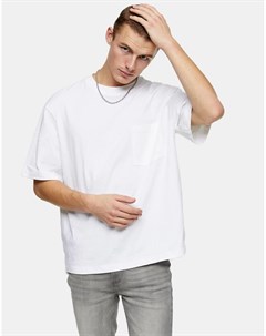 Белая свободная футболка из органического хлопка с карманом Topman