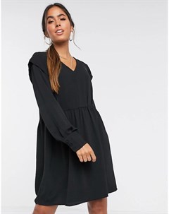 Черное свободное платье с v образным вырезом Vero moda