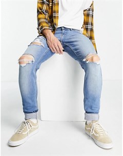 Яркие выбеленные джинсы супероблегающего кроя с рваной отделкой Hollister