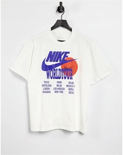 Белая oversized футболка с графическим принтом World Tour Pack Nike