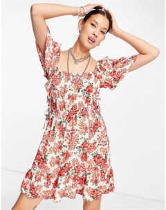 Платье мини с цветочным принтом Channel Topshop