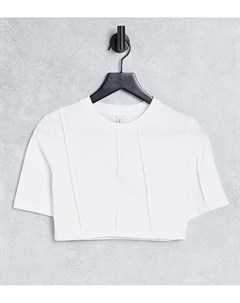 Укороченная белая футболка с акцентными швами Asyou