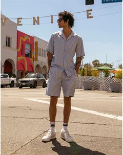 Сиреневая рубашка с короткими рукавами и сплошным принтом Summer Club Adidas originals
