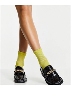 Черные лоферы под крокодиловую кожу с квадратным носком для широкой стопы Mimi Asos design