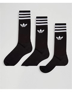 Набор из 3 пар черных носков с логотипом трилистником adicolor Adidas originals