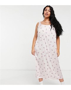 Розовое платье комбинация миди с цветочным принтом Cotton On Curve Cotton:on plus