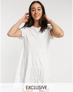 Ярусное трикотажное пляжное платье мини белого цвета Esmee Exclusive