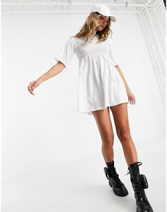 Белое платье футболка в стиле oversized с прозрачной отделкой Only Fashionkilla