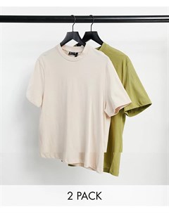 Комплект из 2 футболок из органического хлопка с круглым вырезом Asos design