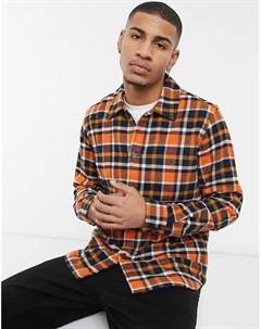 Оранжевая рубашка в клетку из органического хлопка Knowledge cotton apparel