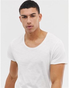 Белая длинная футболка с овальным вырезом Essentials Jack & jones