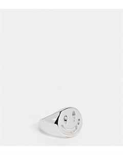 Серебристое кольцо печатка с дизайном в виде тающего смайлика Inspired Reclaimed vintage