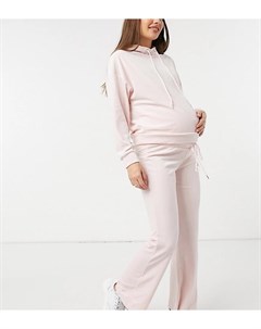 Розовые высокие штаны для дома из переработанного велюра для будущих мам MOM Exclusive Rose Lindex