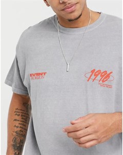 Серая oversized футболка с принтом на спине Event Horizon New look