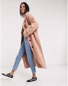 Розовое свободное фактурное пальто Asos design